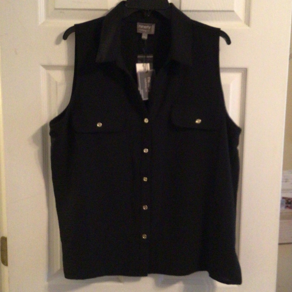 Ninety clothing co Black Sleeveless Button-Front Utility Shirt